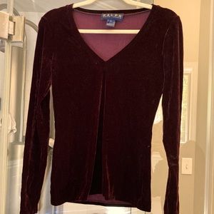 Ralph Ralph Lauren burgundy velvet fitted top great for a night out
